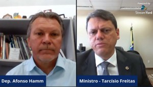 Afonso Hamm em live com o Ministro Tarcísio Freitas