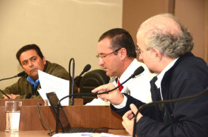 ENGº Raul Odone Gonçalves e os vereadores Marcola e Marcus Cunha Foto/Divulgação 