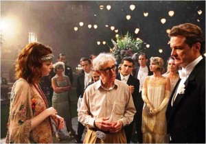 Atriz Emma Stone, diretor Woody Allen e Colin Firth
