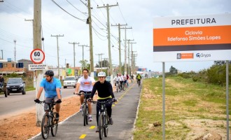 ILDEFONSO SIMÕES LOPES : Prefeito inaugura nova ciclovia