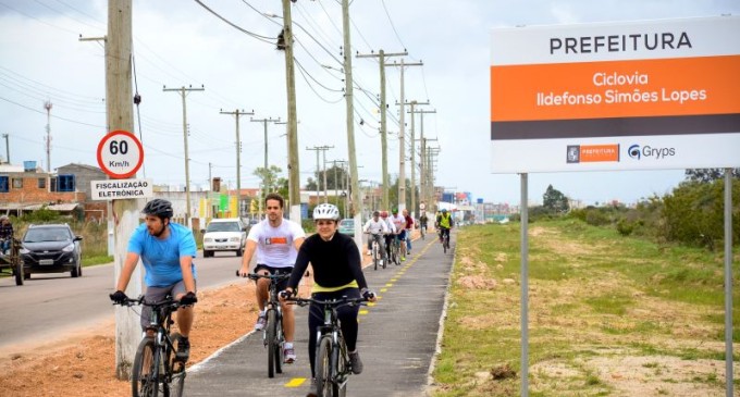 ILDEFONSO SIMÕES LOPES : Prefeito inaugura nova ciclovia