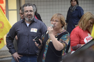 MAURO Rogério Amaral e Helenir Schürer, durante a manifestação Alisson Assumpção/DM 