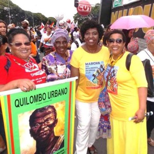 Sindicalista Ernestina Pereira, deputada federal Benedita da Silva e Marielda