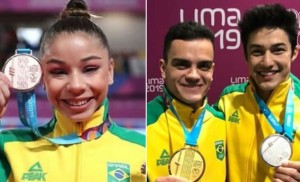 Flávia Saraiva (bronze), Caio Souza (ouro) e Nory (prata)