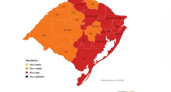 Mapa definitivo da 10ª rodada do Distanciamento mantém Pelotas e outras 9 regiões em vermelho