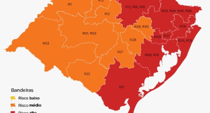 Metade das regiões fica em vermelho no mapa preliminar da 9ª rodada do Distanciamento Controlado