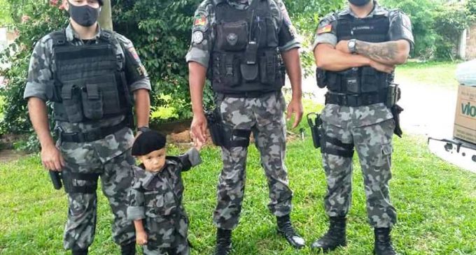 SOLIDARIEDADE  : Policiais do 5º BPChq oferecem  festa de aniversário para criança