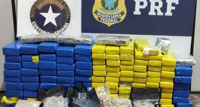 PRF e Receita Federal prendem traficante com mais de 100 quilos de MDMA, skunk e maconha
