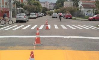 Prefeitura revitaliza faixas de pedestres de áreas escolares