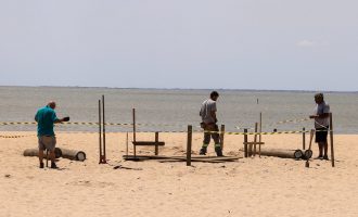 Nova guarita começa a ser construída na orla do Laranjal