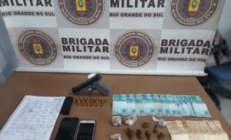 Brigada Militar prende homen porte ilegal de arma de fogo e tráfico de drogas em Pelotas