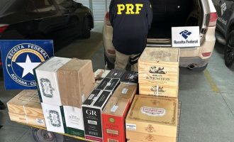 Operação conjunta da Receita Federal em Pelotas e PRF apreende veículo com carga de vinhos argentinos