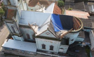 Jaguarão: obra de restauração da cobertura da Igreja Imaculada Conceição ultrapassa 50% de execução