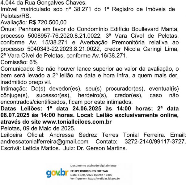 Edital de Leilão e Intimação de Jader Machado Madruga e outra