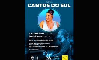 Recital Cantos do Sul será realizado no Conservatório