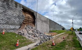Desmoronamento no viaduto da 25 de Julho bloqueia a BR-116