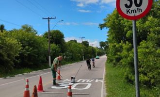 STT faz pinturas de sinalização de trânsito em diversos pontos da cidade