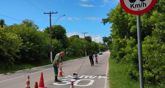 STT faz pinturas de sinalização de trânsito em diversos pontos da cidade